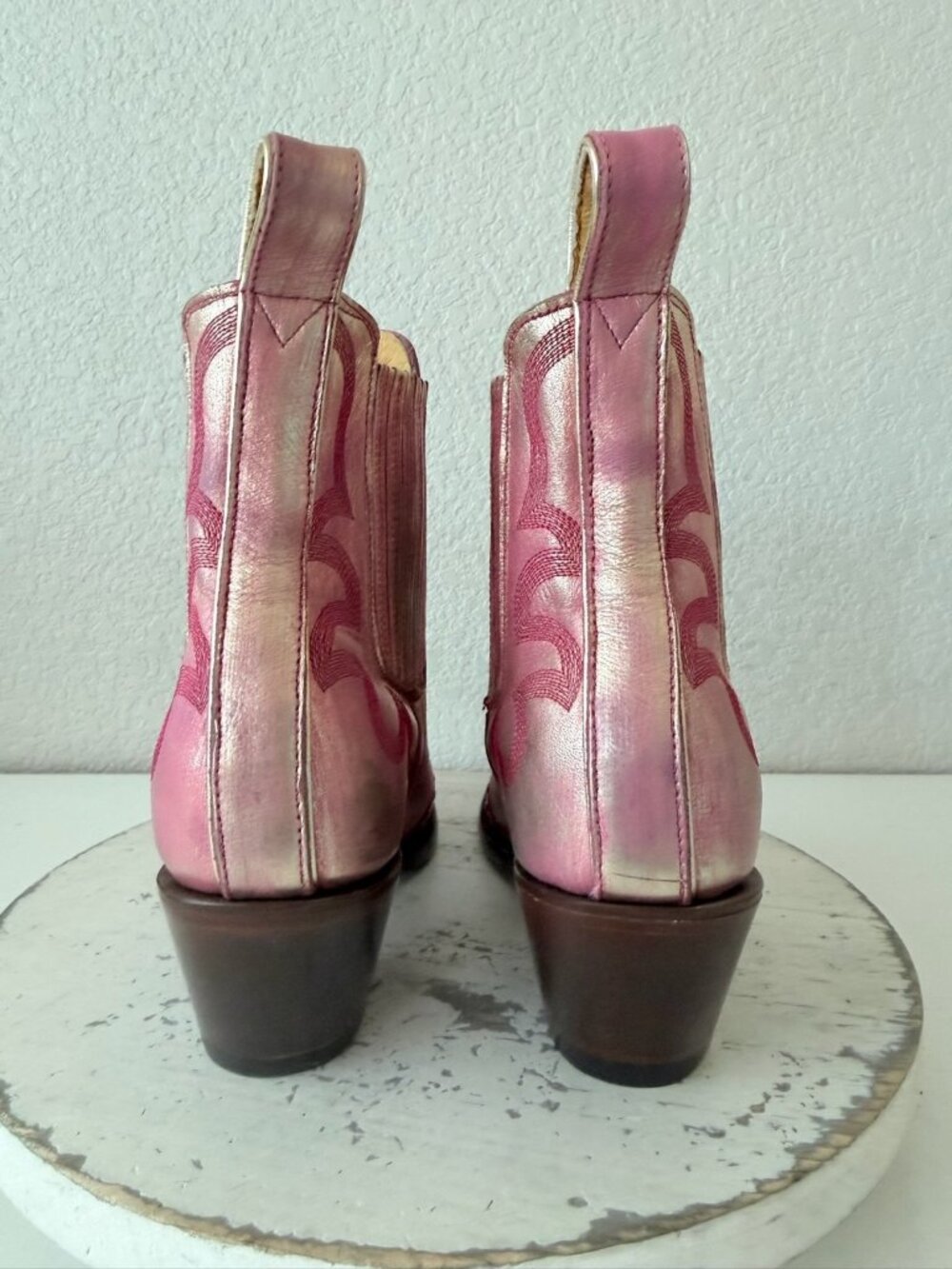 Old Gringo SHAY Pink Cowboy Boots Womens Size 9 Western Gold Leather Short - Picture 3 of 11